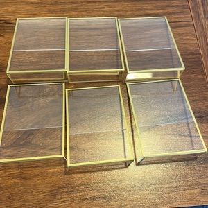 Clear and gold acrylic picture frames used for wedding